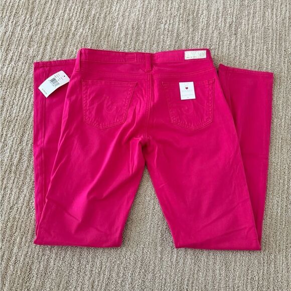 AG Adriano Goldschmied The Stilt Cigarette Leg Bright Pink Jeans - Picture 7 of 7